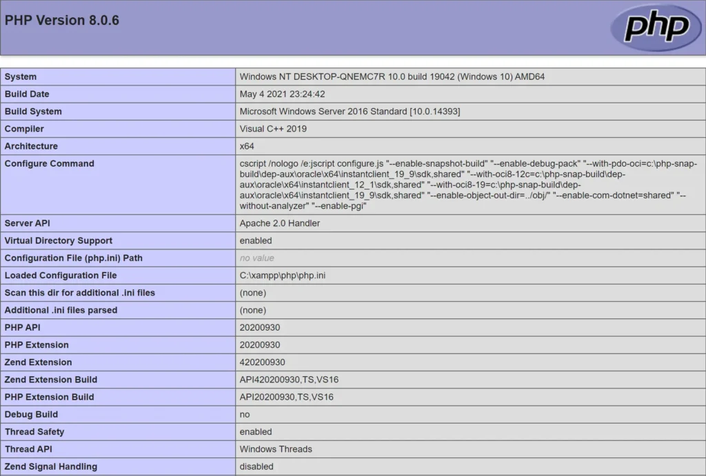 phpinfo