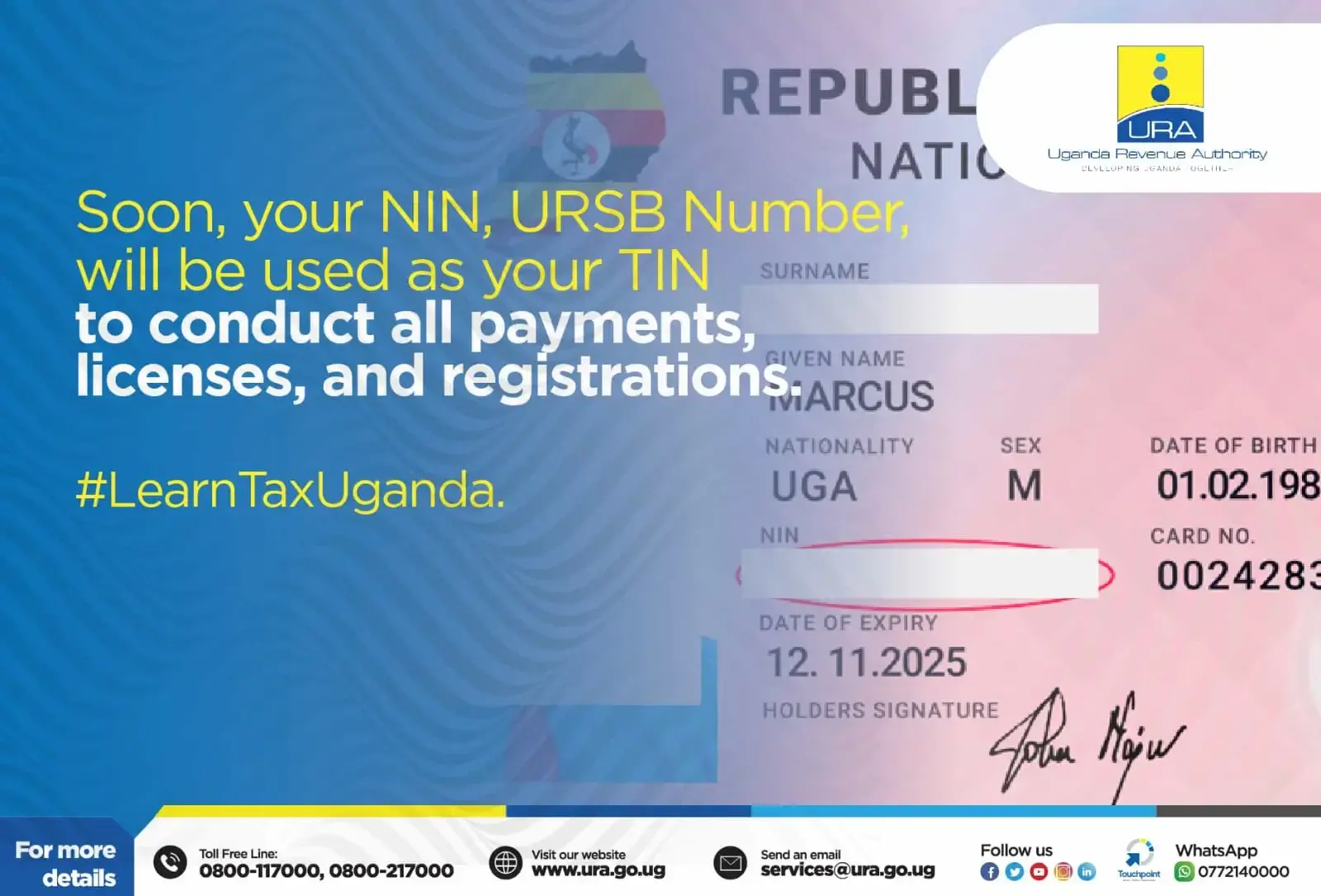 Soon and very soon your NIN will be your TIN - URA Announces Major Change
